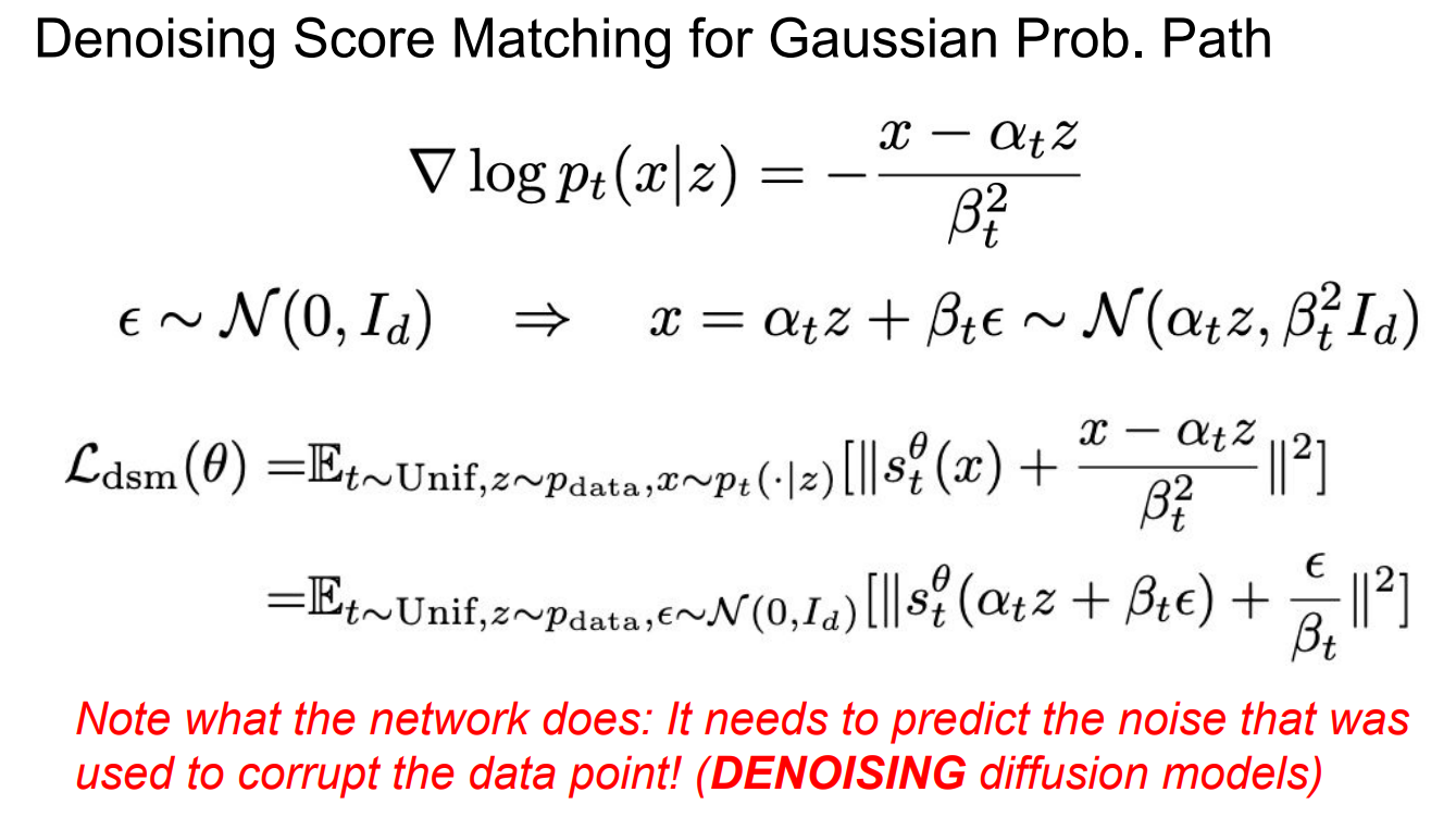 Denoising Score Matching for Gaussian Prob Path