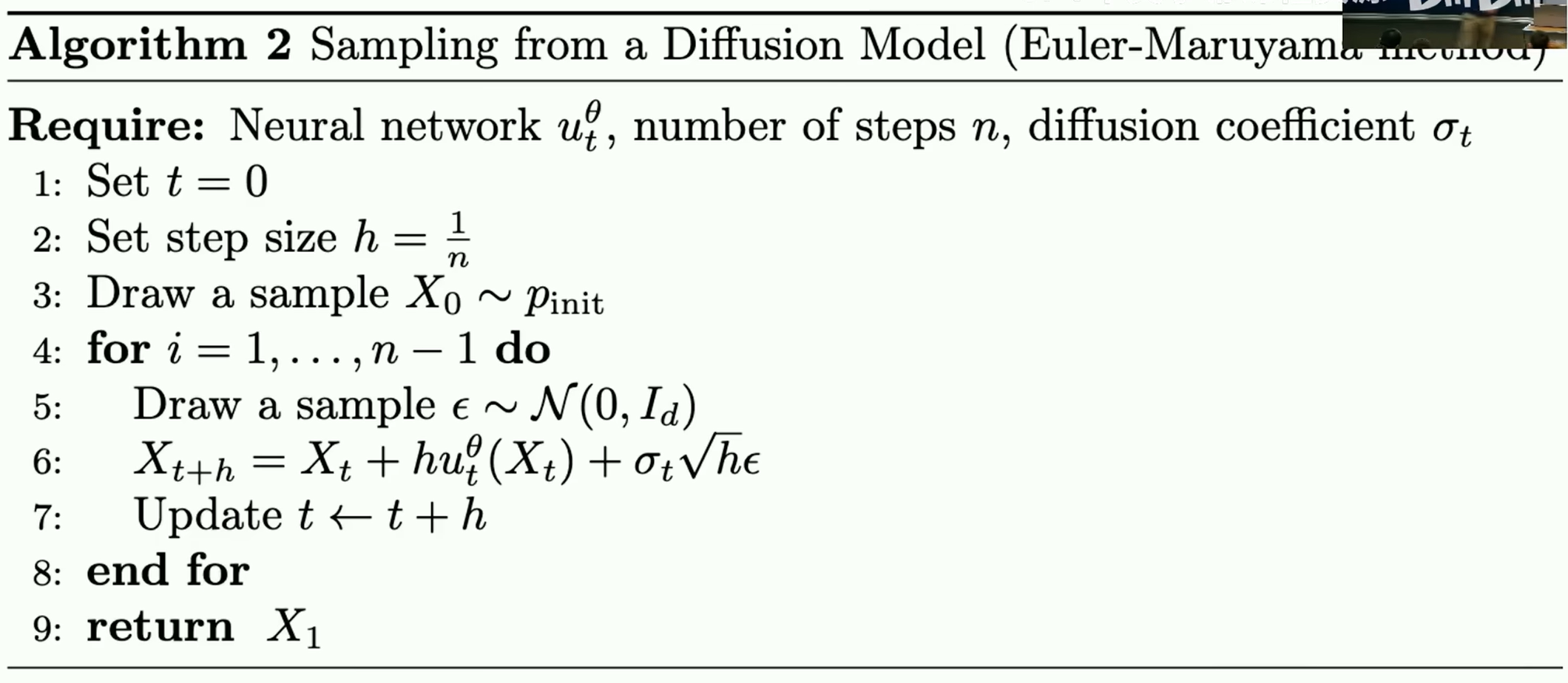 Sampling from Diffusion Model with the Euler-Maruyama method
